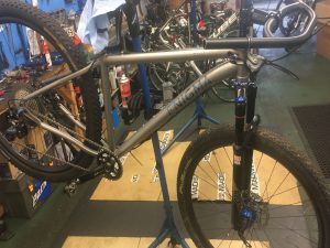 Enigma Titanium 29er in Workshop Stand